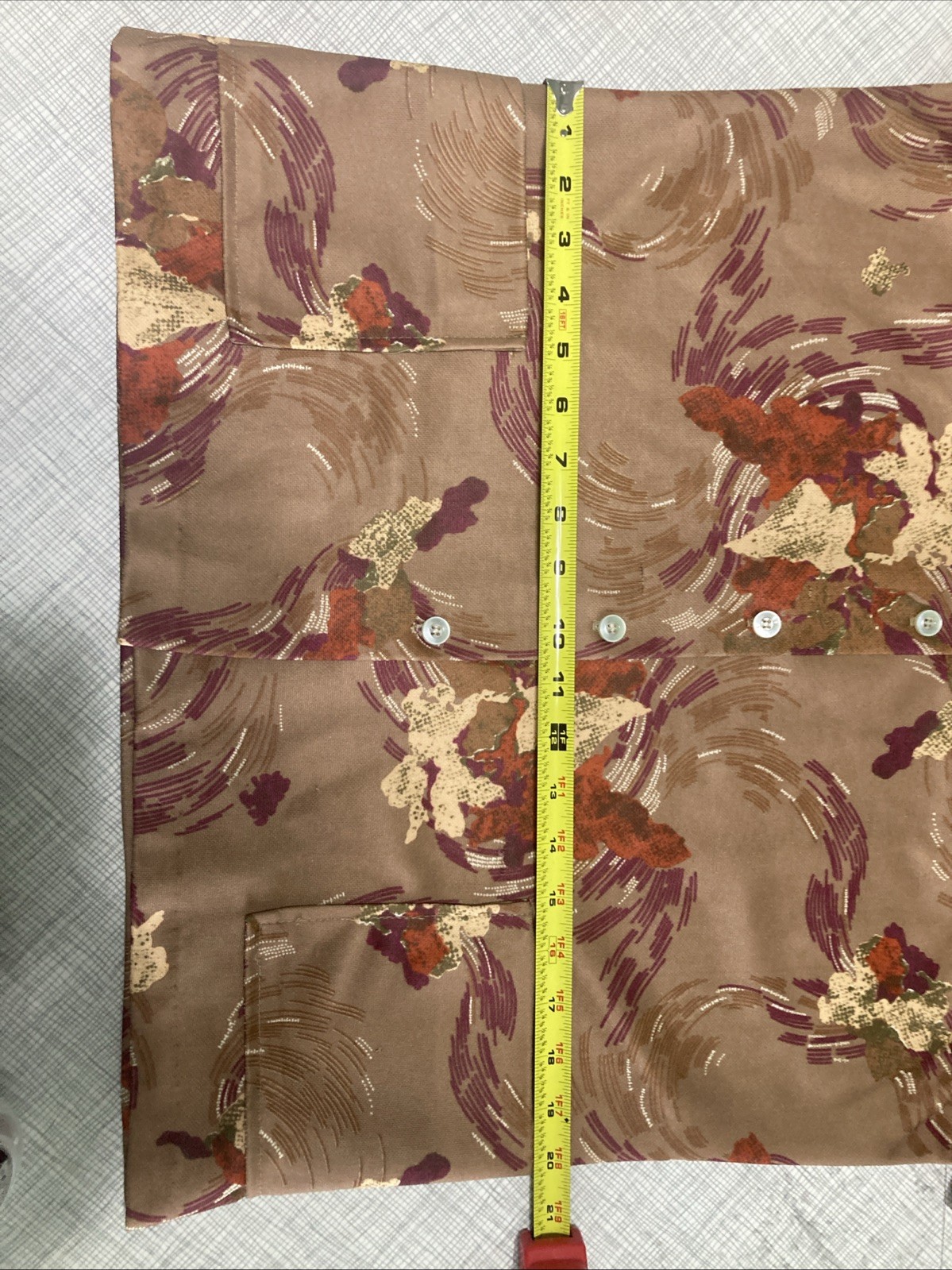 Vtg 70s Polyester Smock Blouse Top Abstract Earth Tone Disco Collar GUC Retro