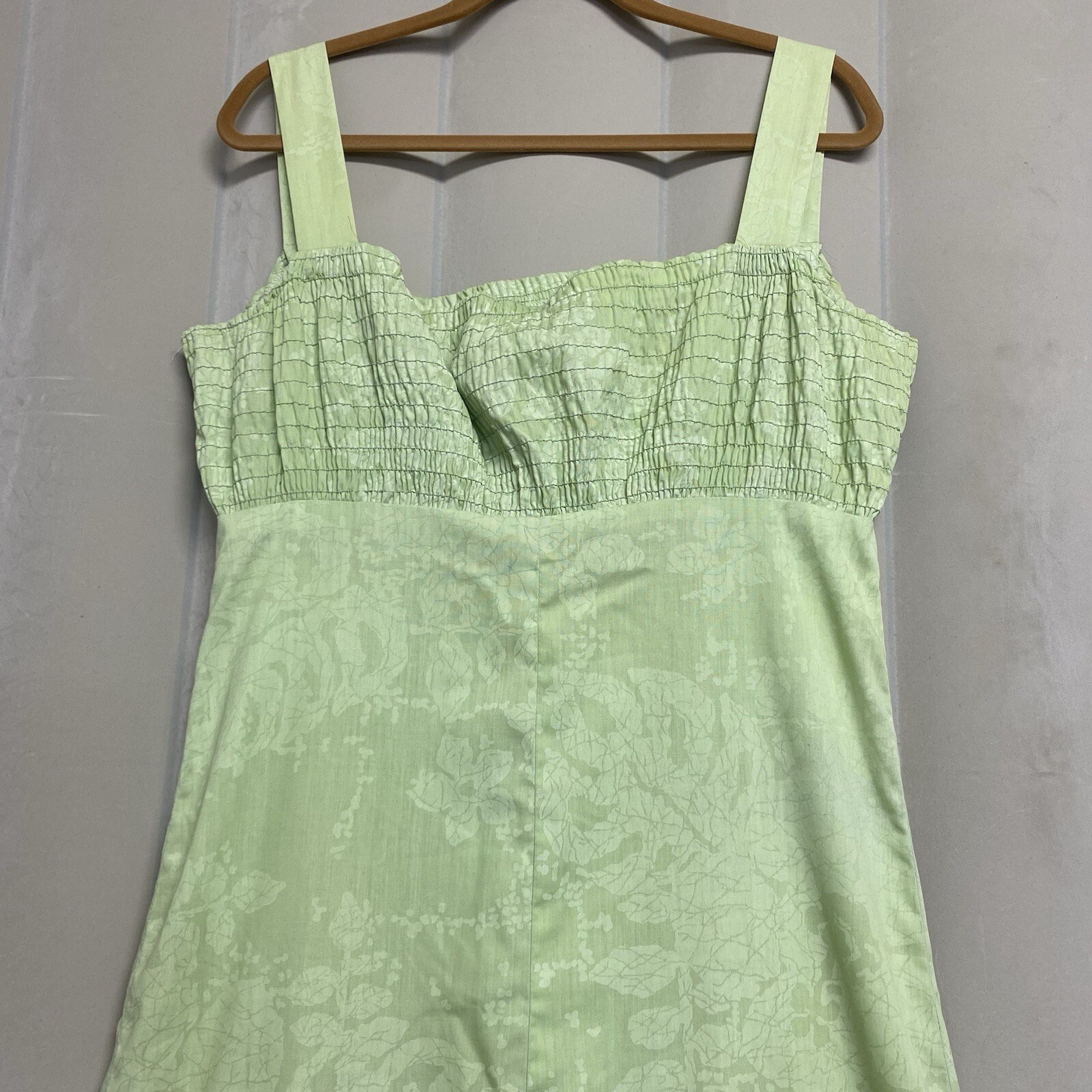 Vintage Penneys Hawaii Women’s Dress Medium Hawaiian Sundress Maxi Smocked Lime