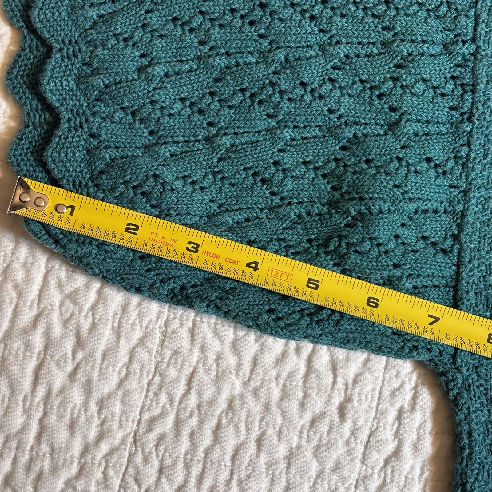 Vintage Teal Green V-Neck Short Sleeve Sweater Pointelle Trim Sleeve Knit XL