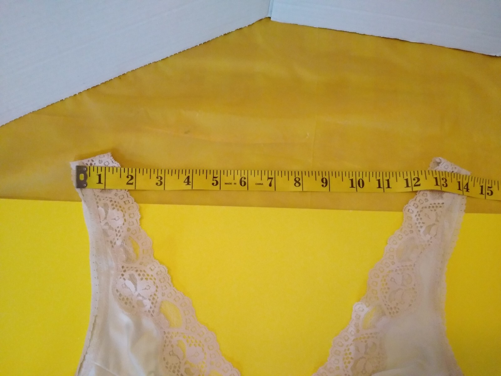 Vintage Full Slip Dress Chemise European SZ M/L Austria Beige w/Lace Trim