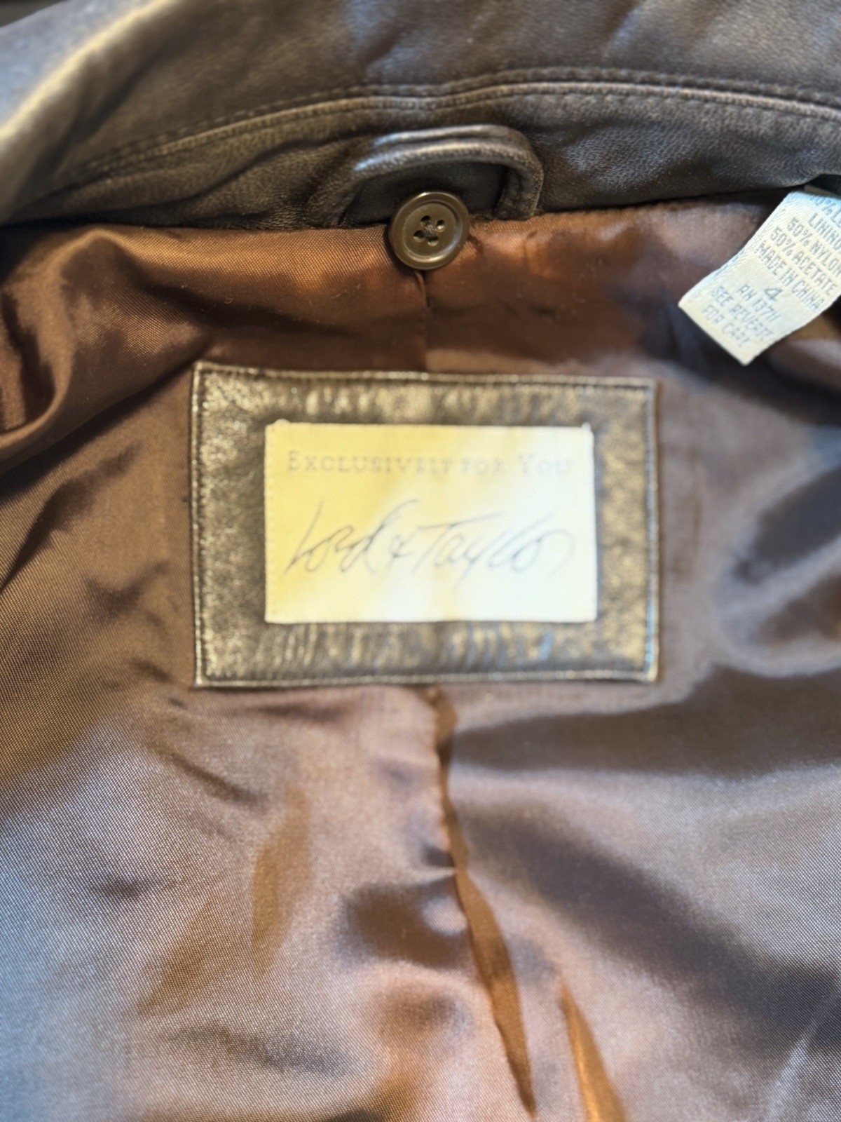 Vintage Lord & Taylor Brown Leather Jacket Size 4 90s Y2K Minimalist Indie Sleek