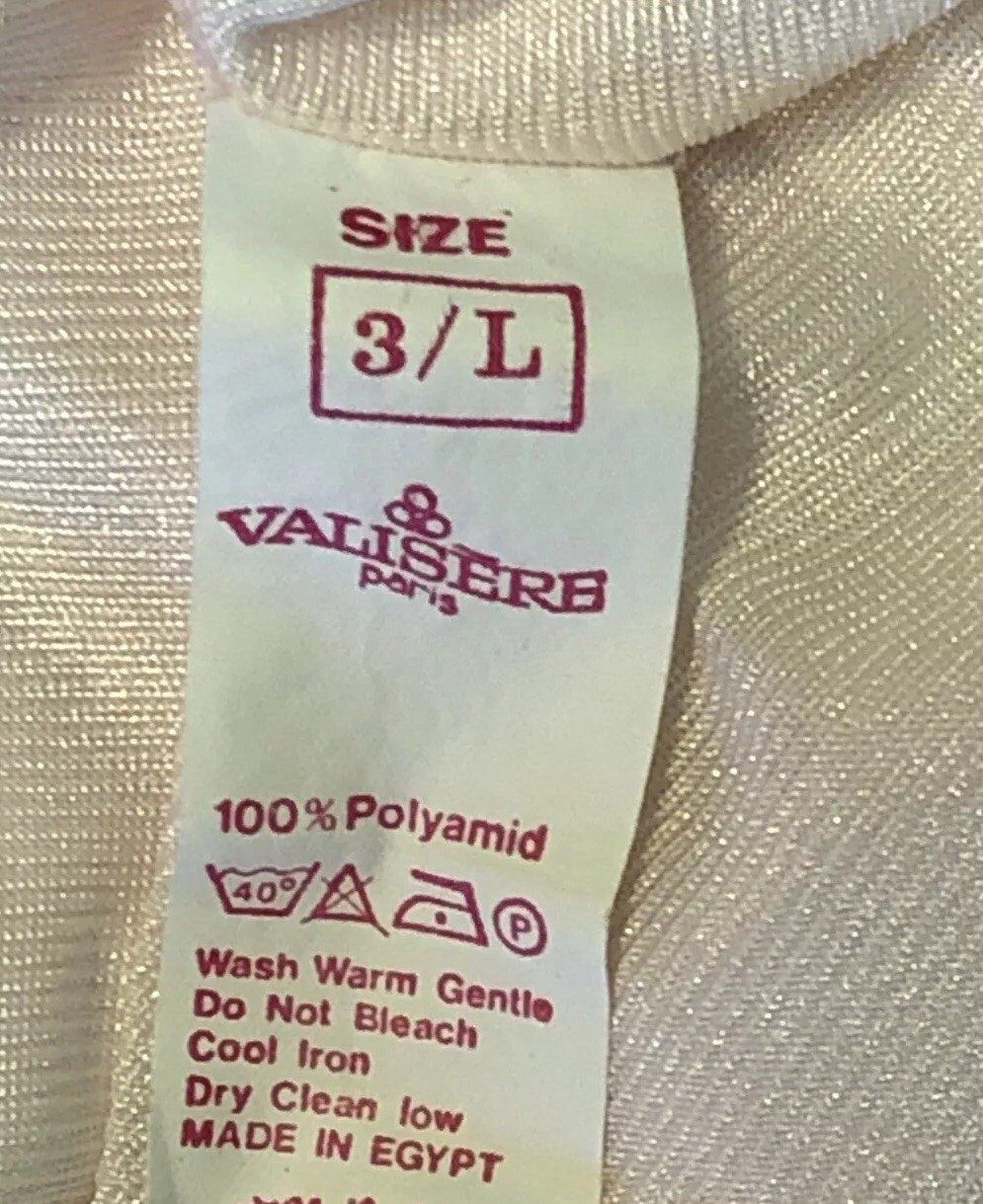 Vintage Valisere Paris Sz L Ivory Home Robe Lingerie Long Sleeve 3 Buttons Front
