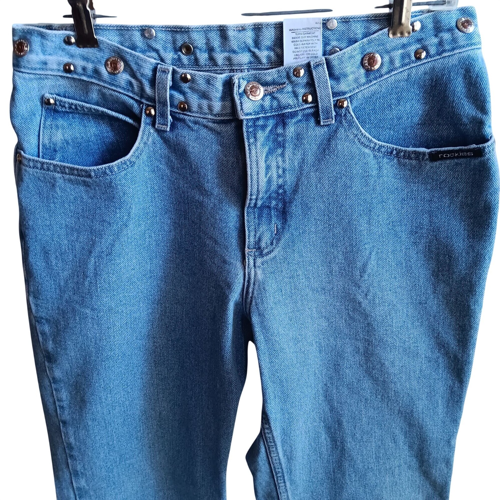 Womens Rockies Jeans Size 30/11 32 XL Studded Blue Denim