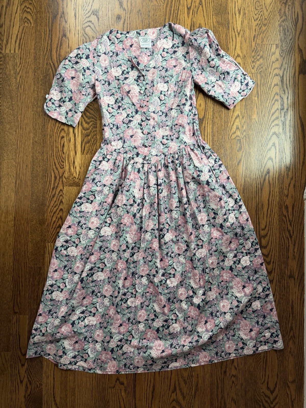 LAURA ASHLEY Vintage 80s Tea Floral Dress Puffed Sleeves /Cottage /UK 10/USA 8