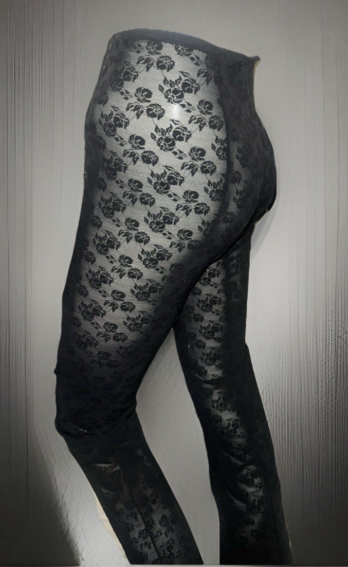 Vintage DOLCE & GABBANA F/W 1996 Stretch Girdle Black Floral Crop Pant Sz 42