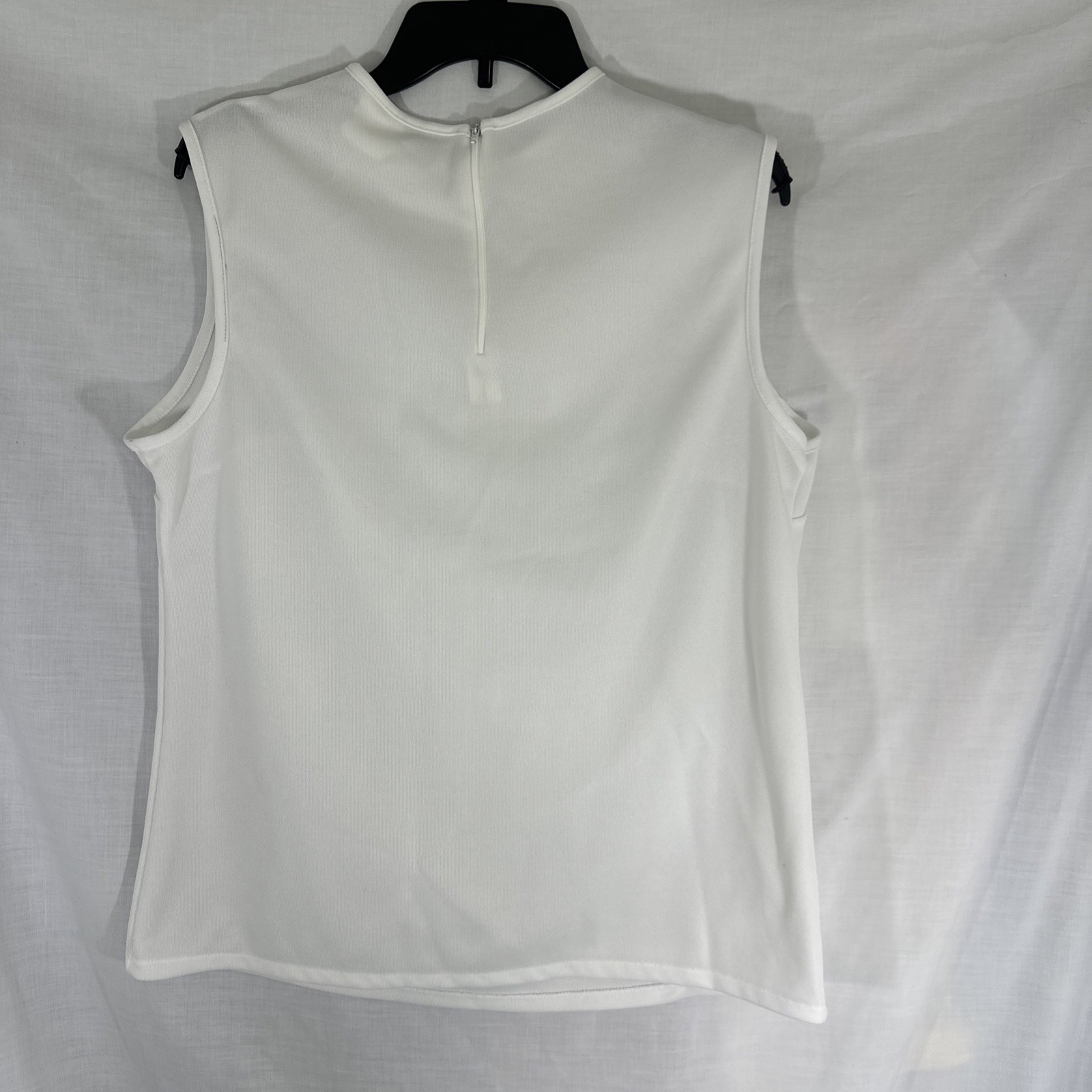 Vtg 70’s Mod Women’s Sport Top *XL/1X 14W/16W Chest White Sleeveless Back Zipper