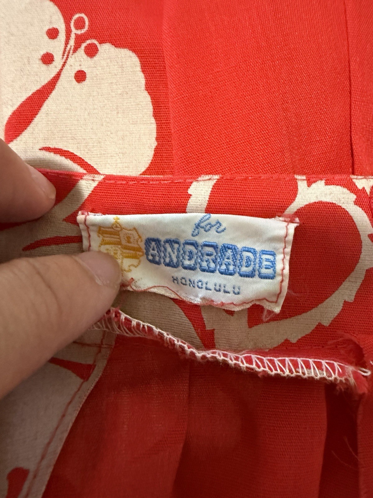 Vintage Andrade Honolulu Floral Hawaiian Maxi Dress Red EUC