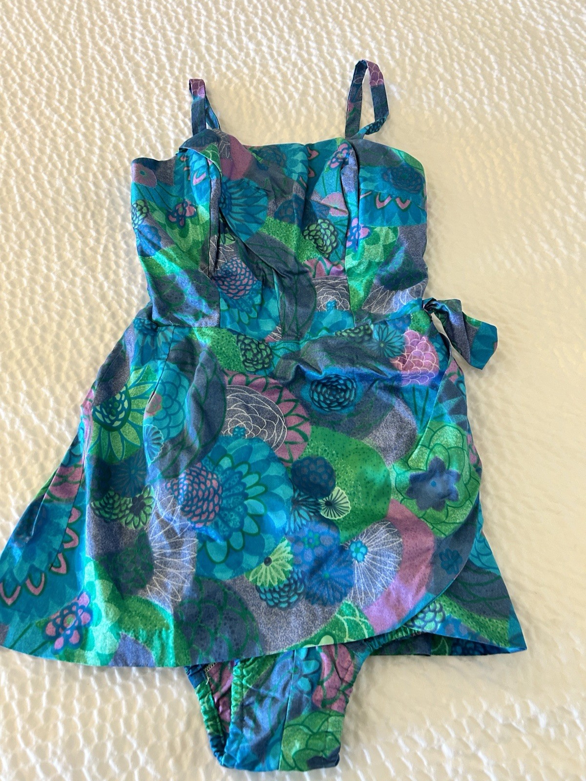Vintage Paradise Hawaii Swimsuit Romper Playsuit Floral Tiki Oasis~NEW OLD STOCK