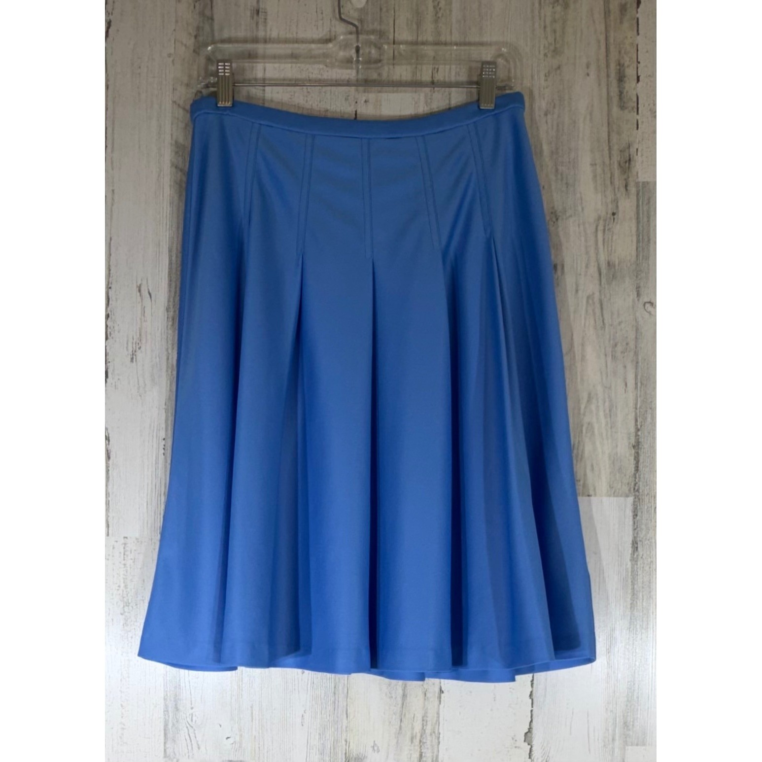 Center Stage Pleated Skirt Blue 14 (28×23.5) Vintage Retro Career Secretary READ