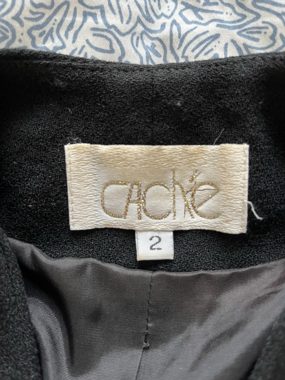Amazing Vintage Cache Black Wool & Velvet Harlequin Crop Jacket Tassels Sz 2/XS