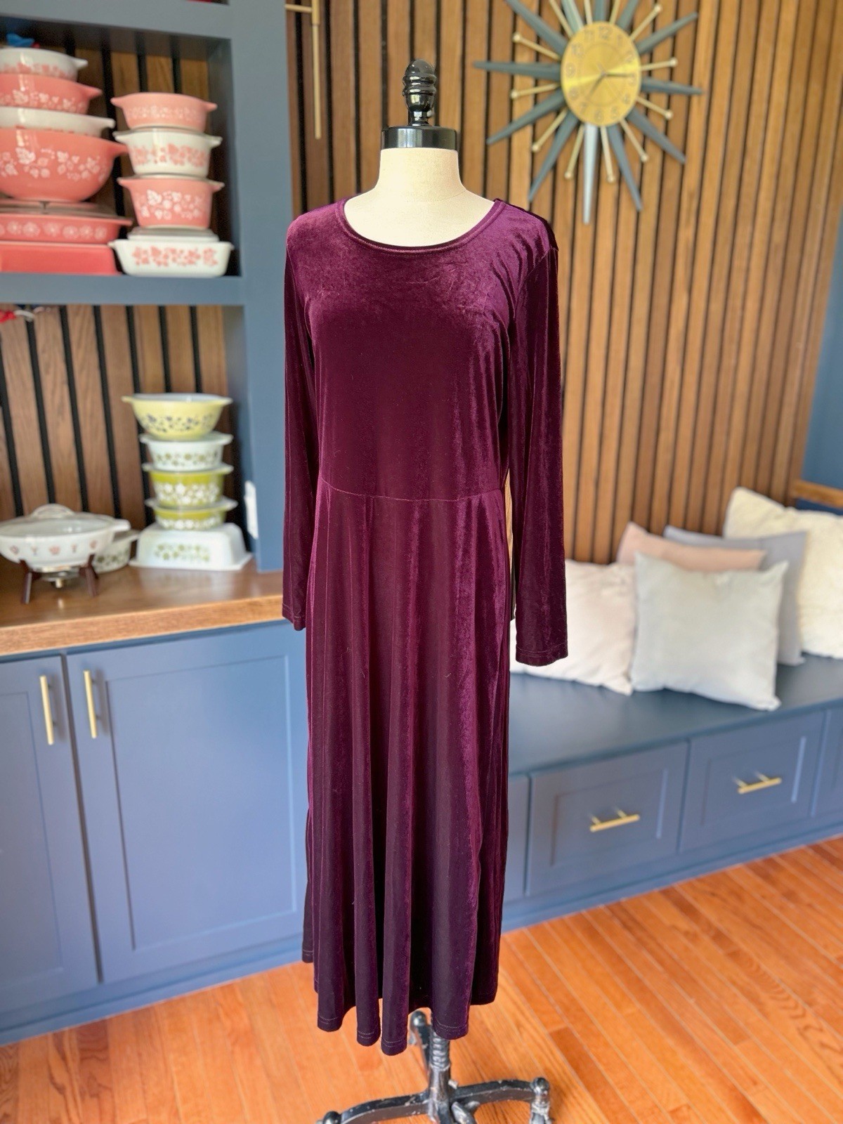 Vintage Maxi Dress 90s Crushed Velvet Purple Witchy Gothic