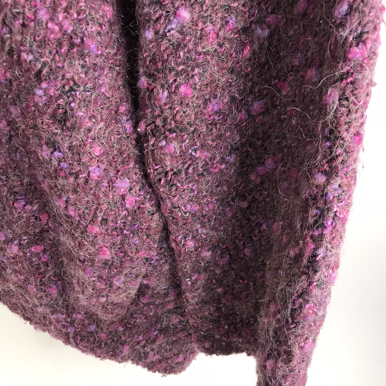 Vintage Sweater Purple Mohair Blend 60s Toni Woods New York USA 44 XL Nubby open