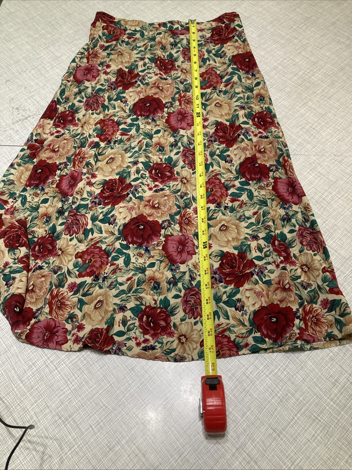 Vtg 90s Radcliffe Petite Floral Maxi Skirt M 100% Rayon Rose Cottagecore Grunge