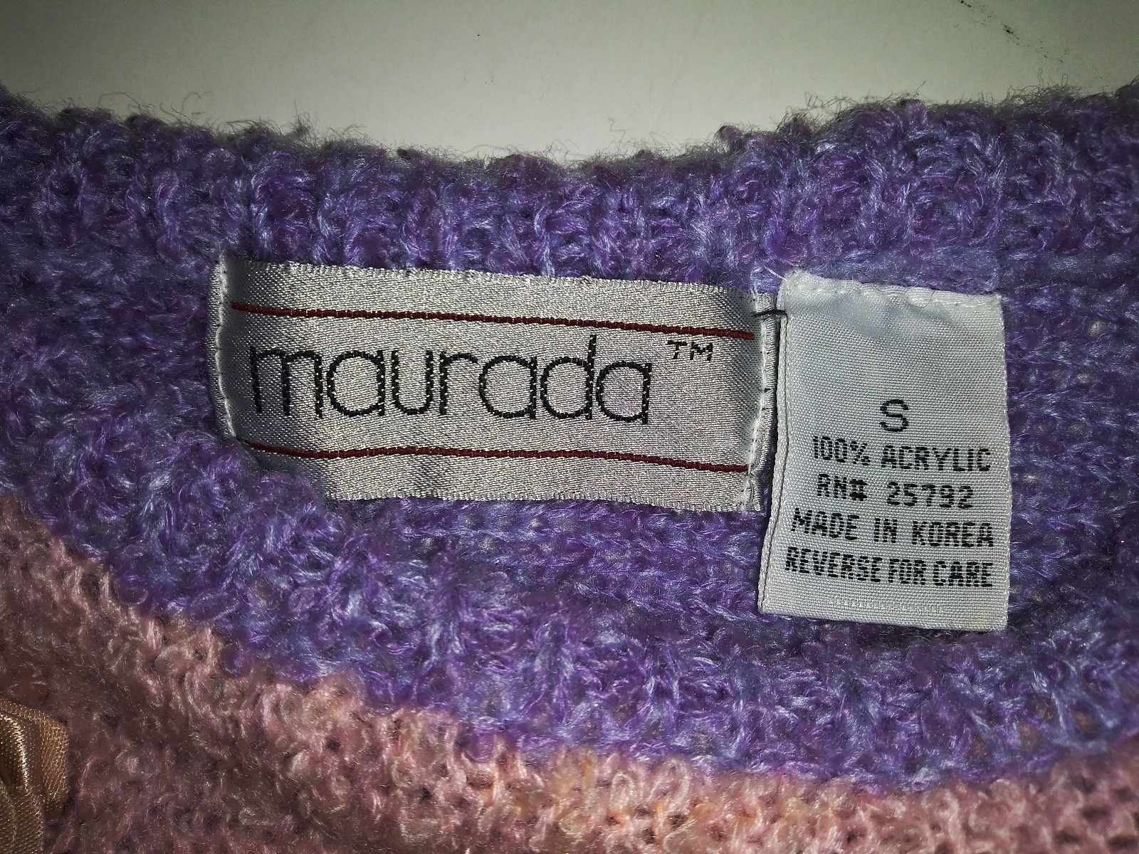 Vntg 80’s Maurada Pearl & Rosettes Embellished, Abstract Acrylic Sweater Size S