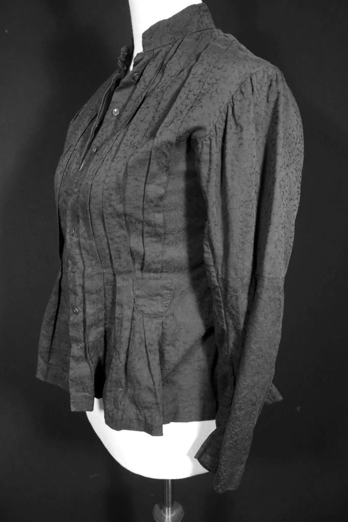 Antique French Edwardian Black Cotton Blouse Size Small Excellent Condition