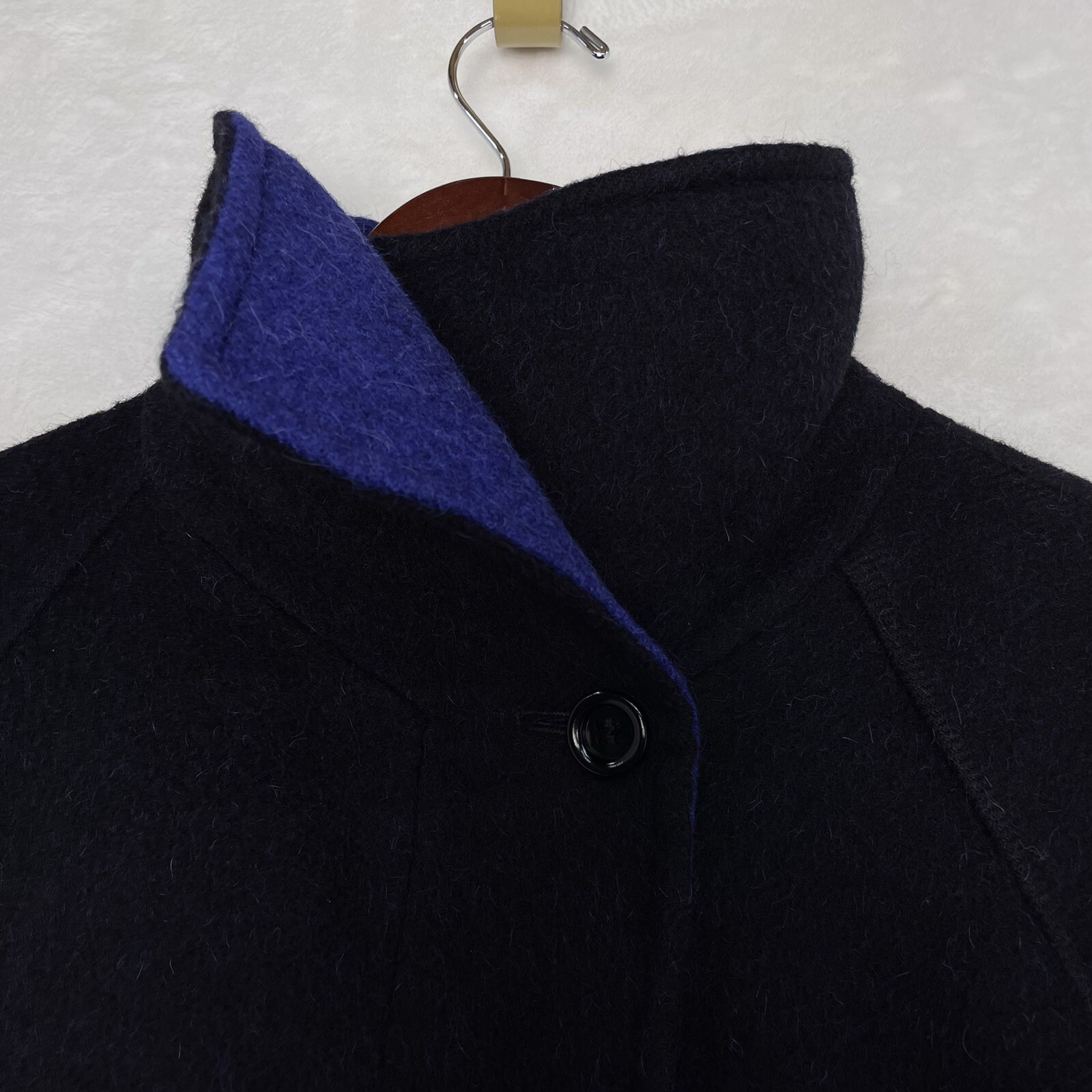 Vintage Jimmy Hourihan of Dublin Ireland Alpaca Wool Coat Maxi Duster Black Blue