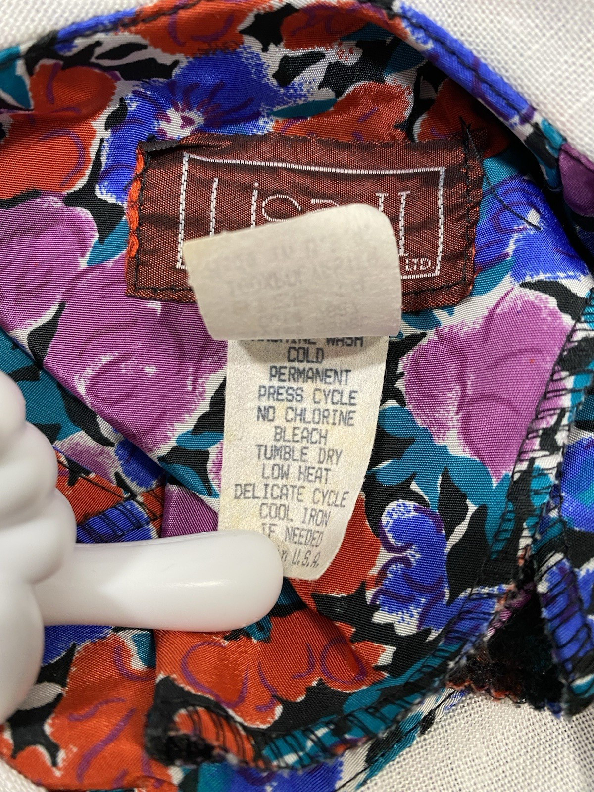 Vintage Dress SIZE LARGE 14 floral classic white collar 80s 90s modest LISA II