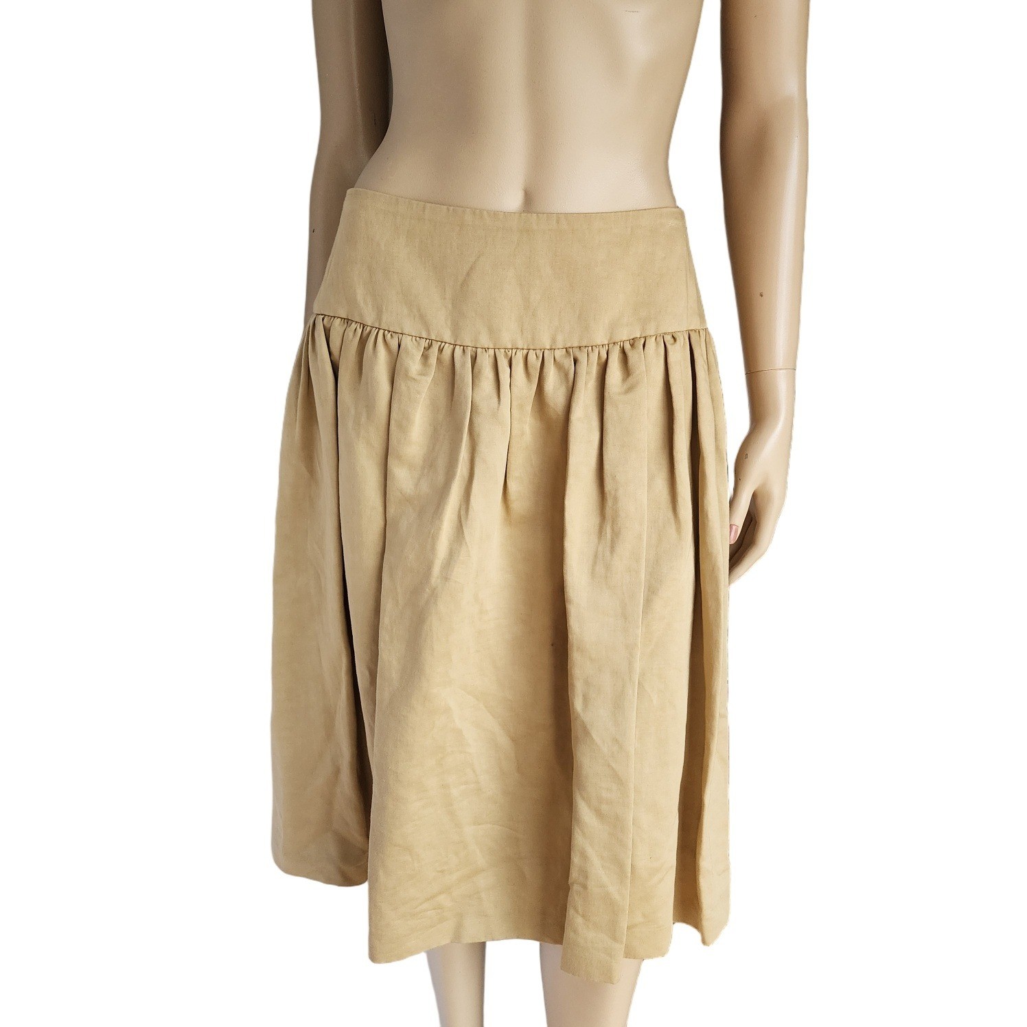 Armand Basi Vintage Linen Cotton Skirt Suit Tan Khaki Made in Spain Size 40 S 6