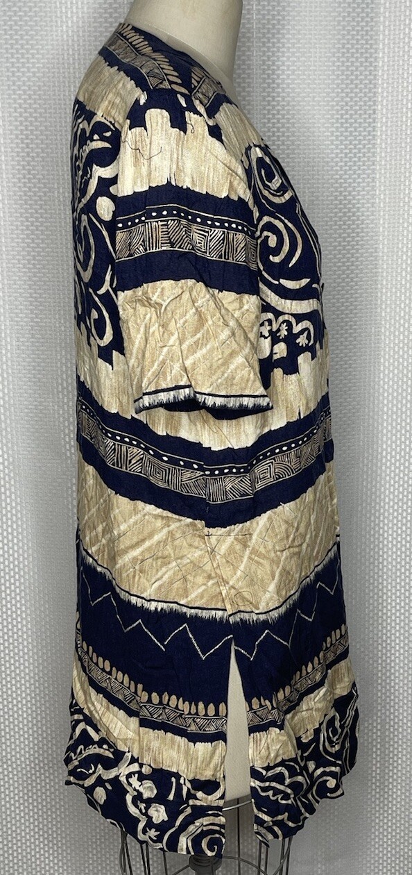 VINTAGE K.C. SPENCER BY CHELSEA ROUSSO WOMEN’S ETHNIC PRINT BLOUSE BLUE 16