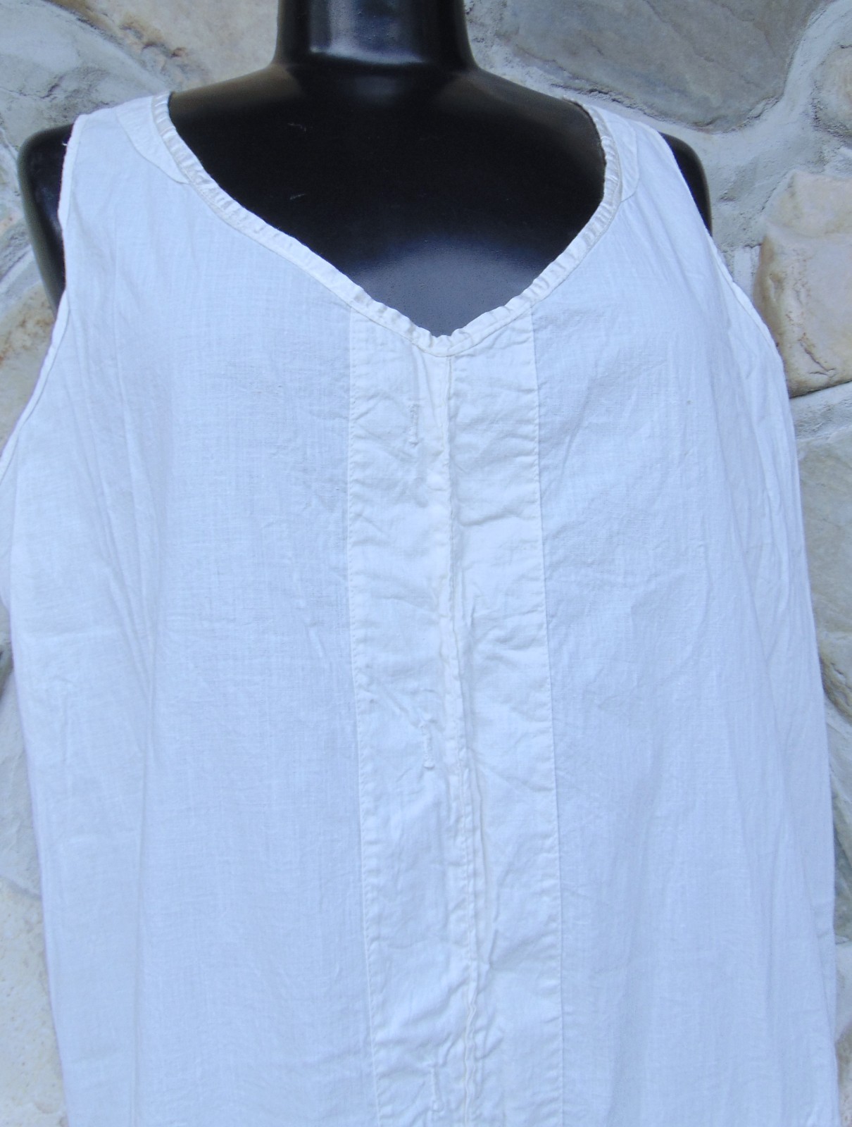 ANTIQUE VICTORIAN COTTON PETTICOAT~1890s ~WOMAN’S MED/LG~LACE BOTTOM~ SLEEVELESS