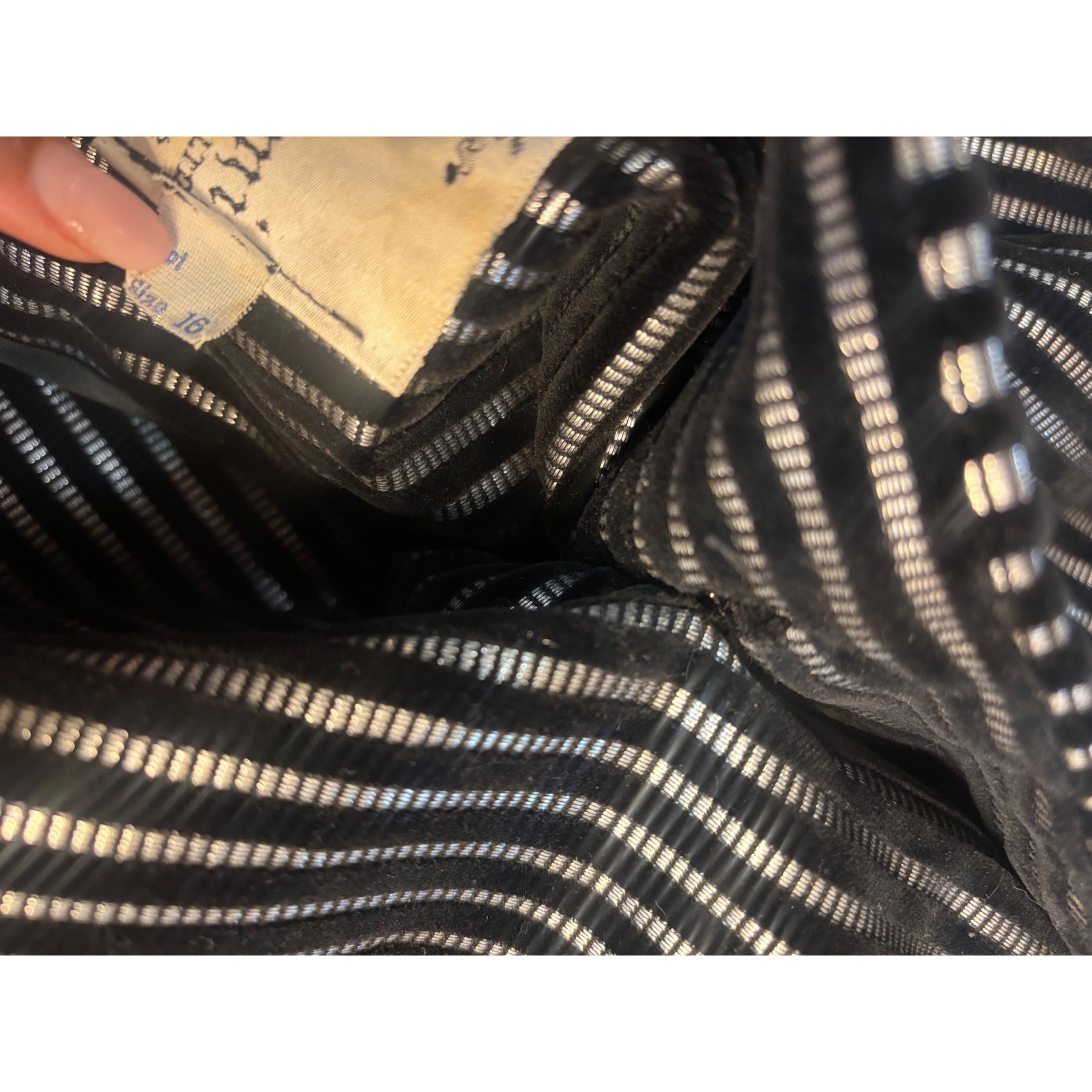 Vintage Count Romi Metallic Silver Black Striped Trench Coat Belted Size 16