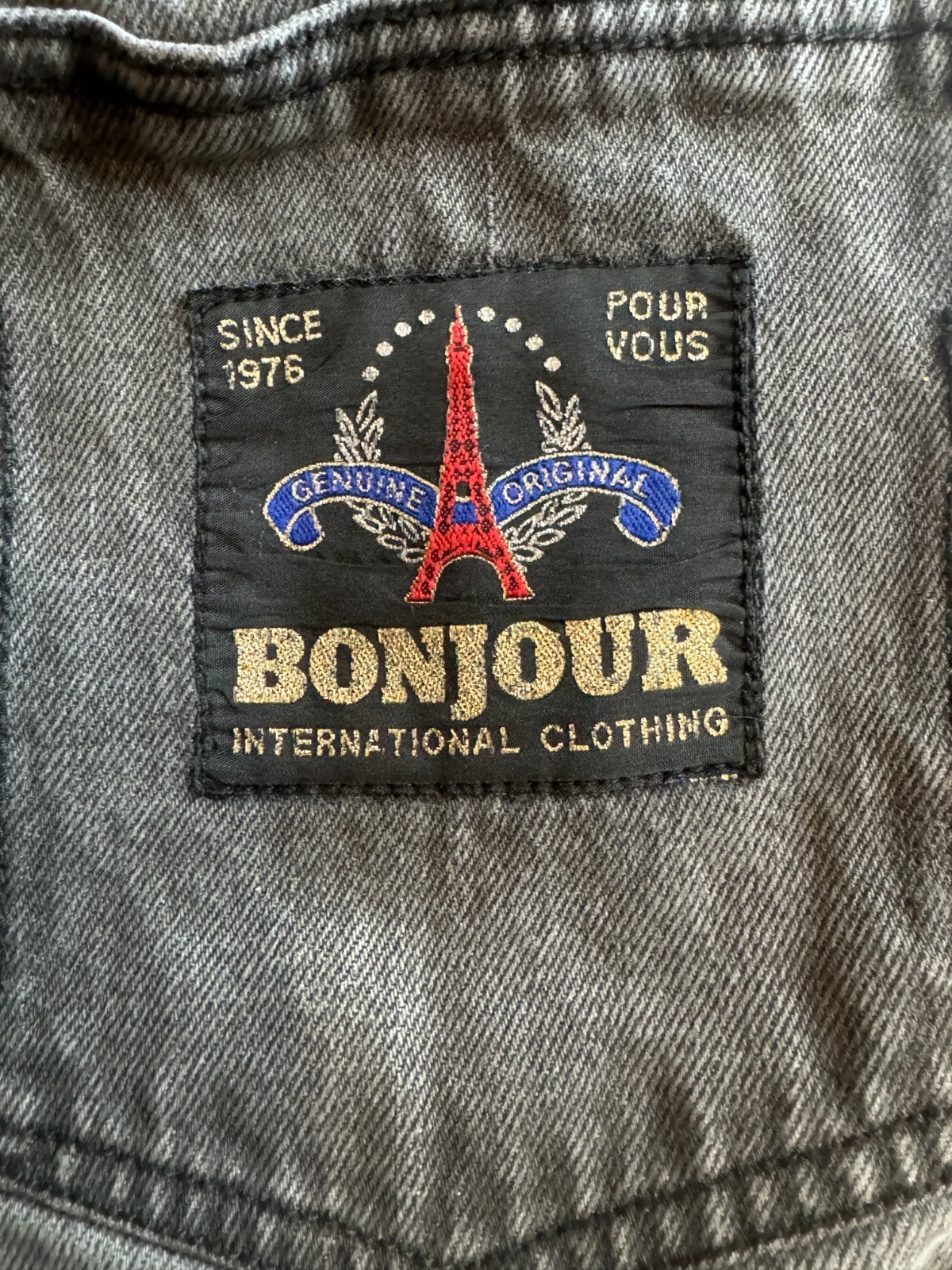 80s BON JOUR Black Zipper/Tapered Ankles Jeans Leather/Tie Back Waist 24×30 READ