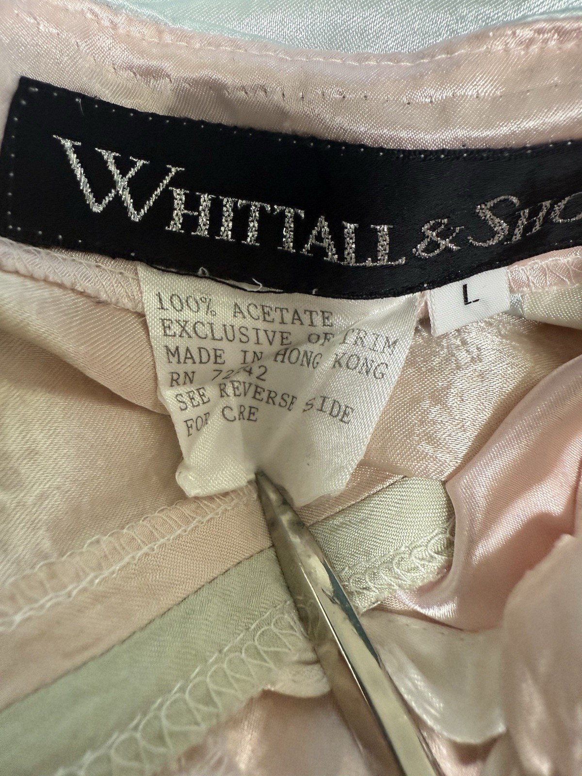 *Vintage Whittall & Shon Dress Size L Color Block Pink Green Beige