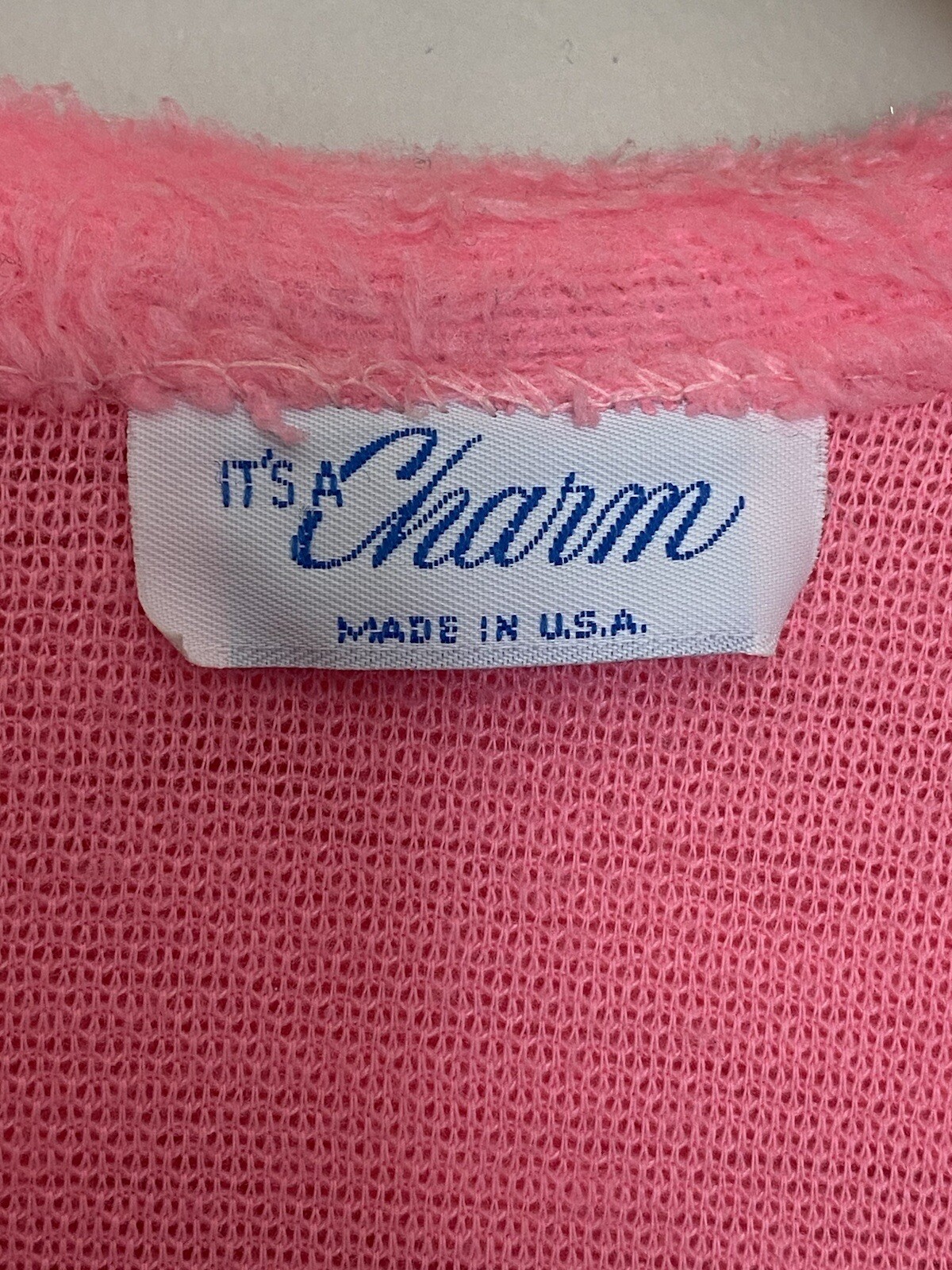 Vintage It’s A Charm Women’s Robe Kimono Long Pink Chevron Textured Medium