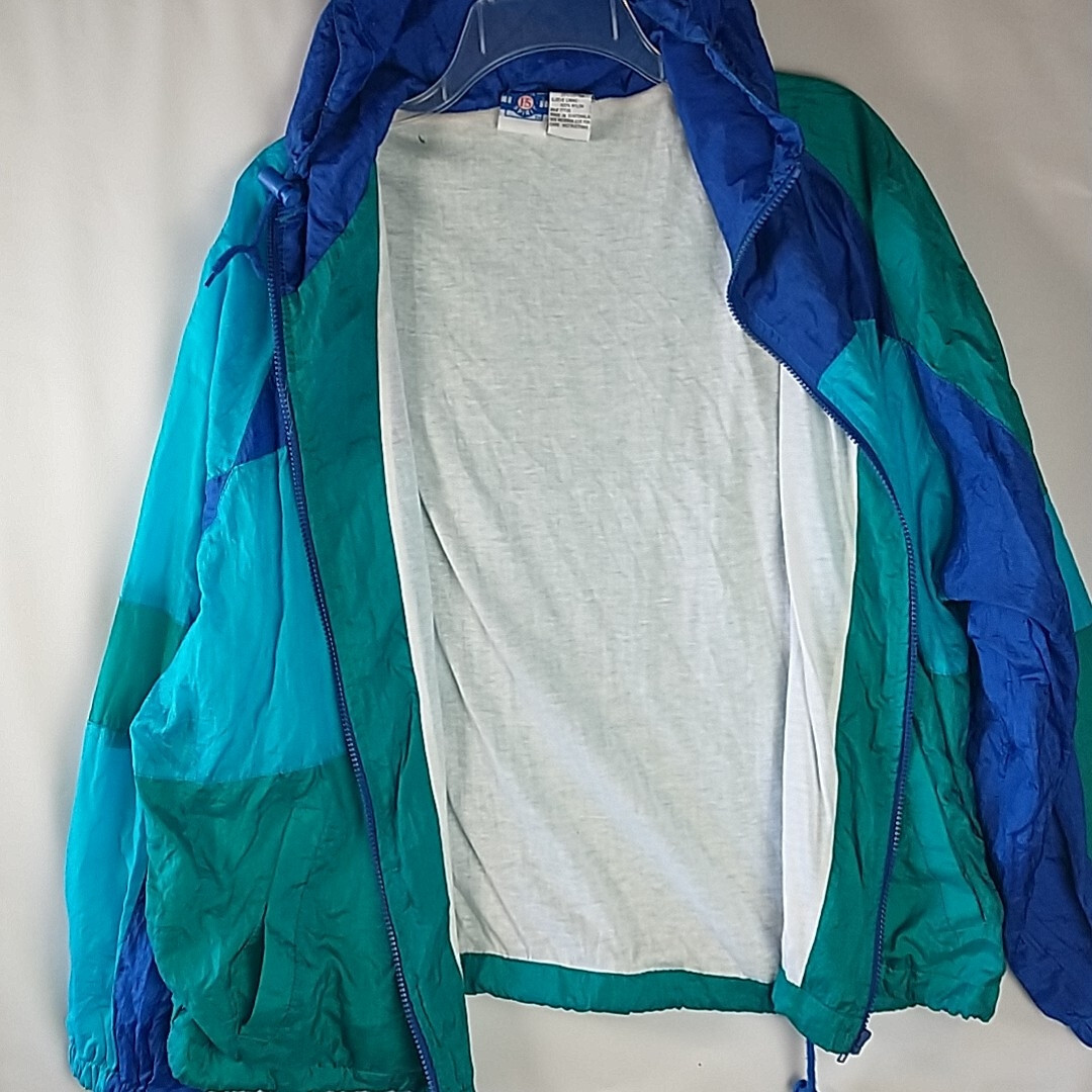 Pro Spirit Size L Color Block Windbreaker Hooded Sporty Jacket Retro Full Zip
