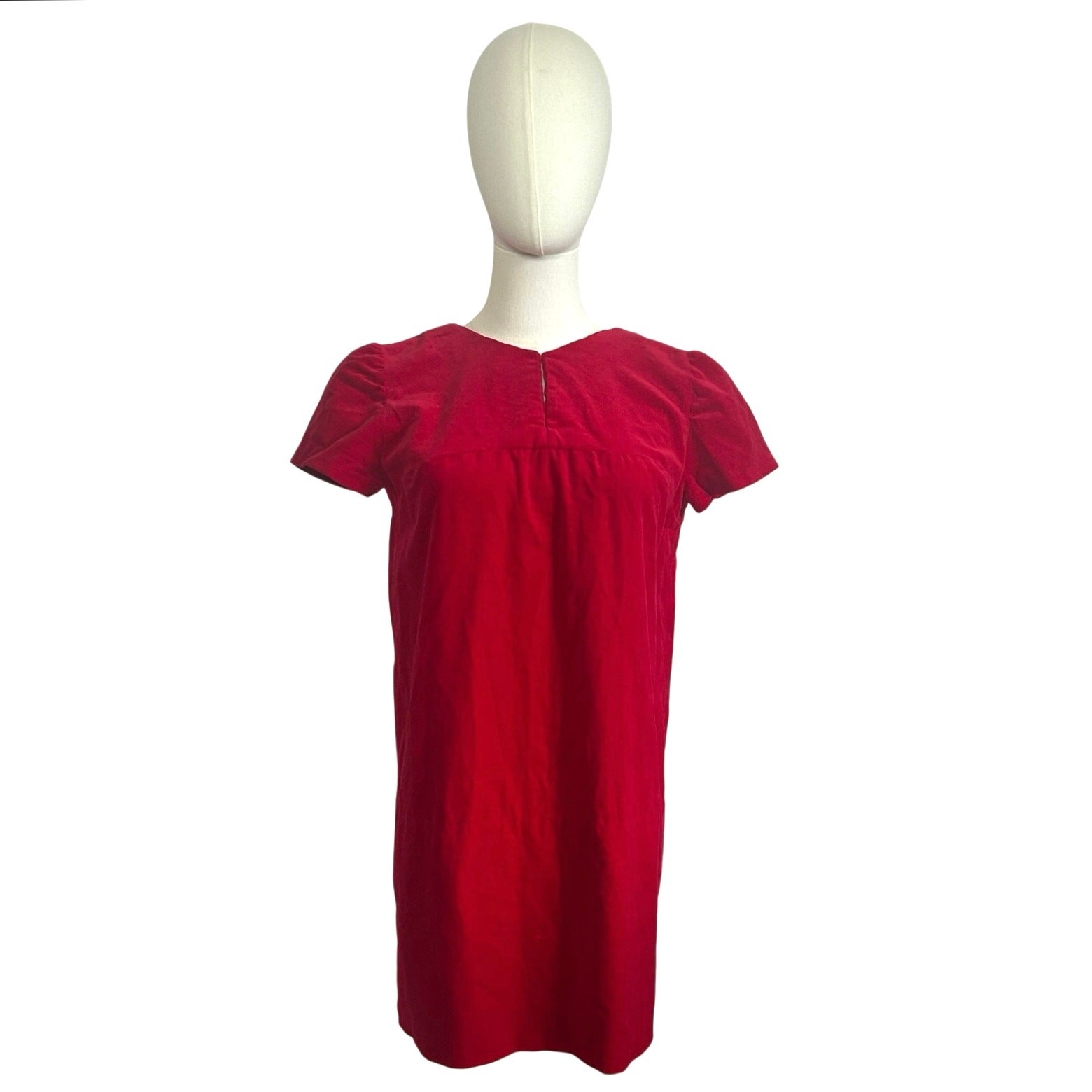 VTG 60s Red Velvet Mini Dress S Keyhole Bespoke Babydoll Glam Twee Retro Mad Men