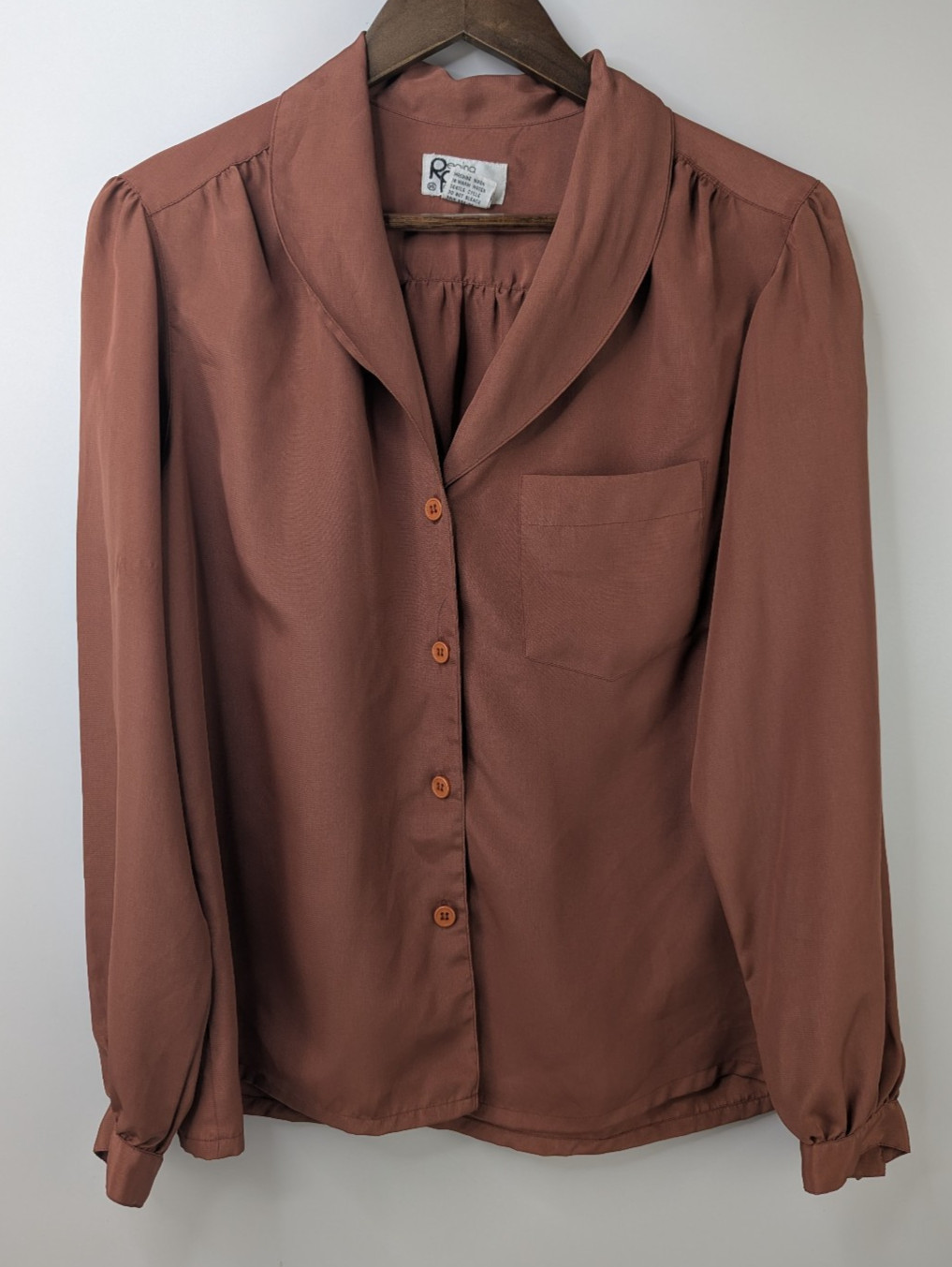 Vintage Regina Portee For Porterhouse Button Down Blouse Rust Size 14 Polyester