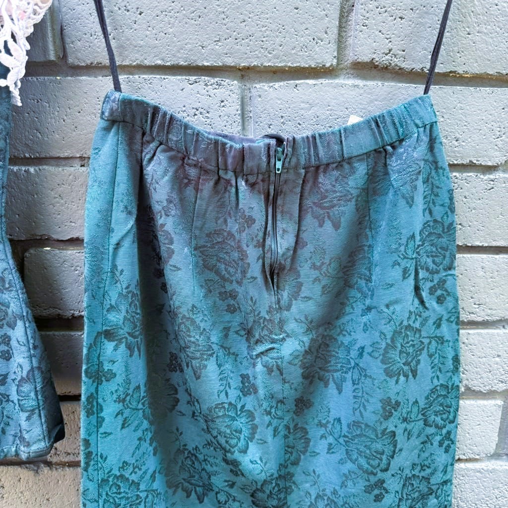 VTG 70s Bari Jay 2 Piece Corset Renaissance Victorian Brocade Tapestry Jacquard