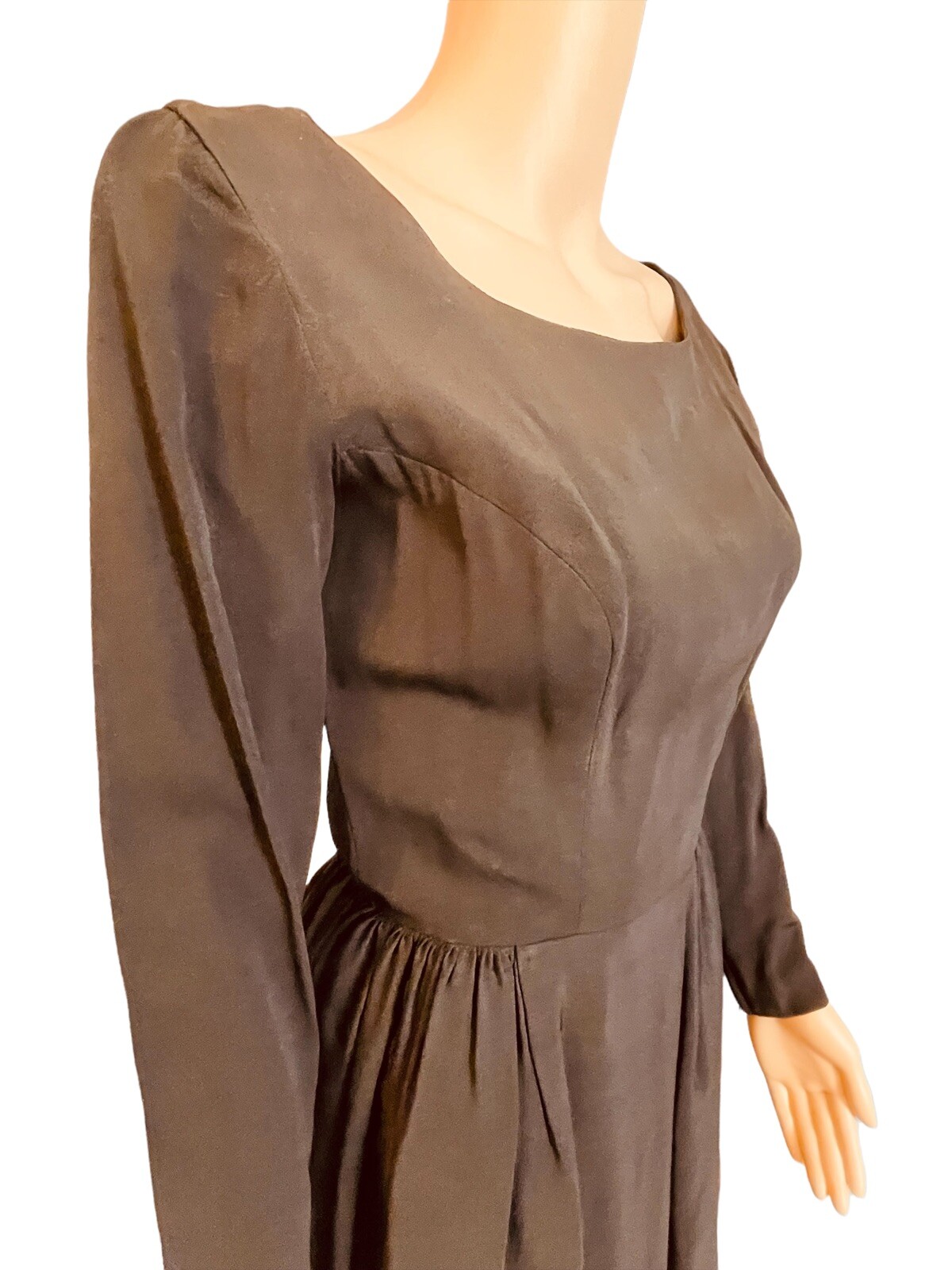 Suzy Perette Vintage 50s Black Rayon Fit Flare Evening Cocktail Dress XS/S