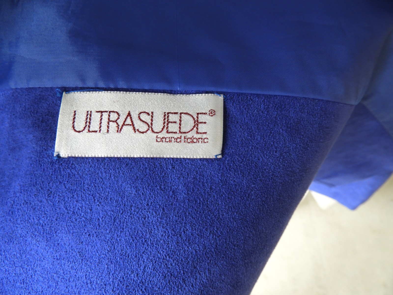 Vtg 1990 s Blue Ultrasuede Duster & Skirt Suit Set Evelyn McGill sz S/M