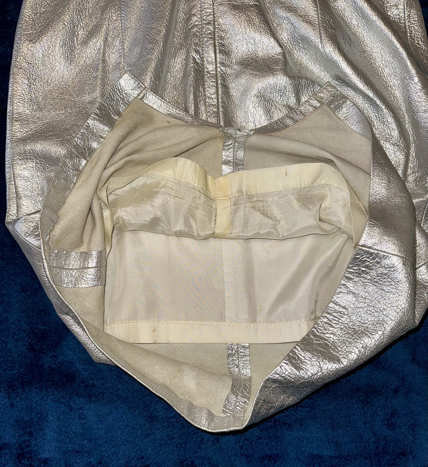 Lot 2 80s/90s Vintage Leather Teal/Silver Pencil Skirts 6,Liilie Rubin/Carabella