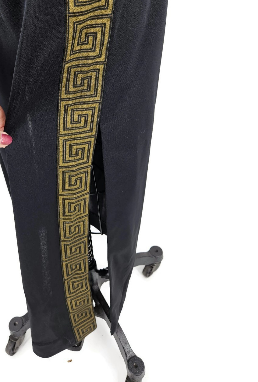 Vtg Alfred Shaheen Black Gold Cheongsam Dress Womens 10 Asian Inspired Slit