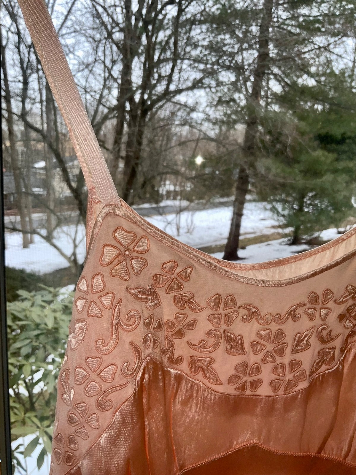Vintage Peach Silk Satin Slip Dress – 1990s Lingerie Dress XS