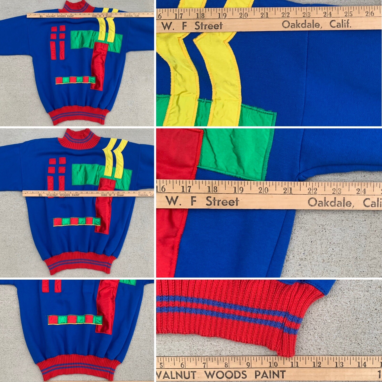 vintage sweashirt with geometric satin primary colors 1980s Boundary Waters L