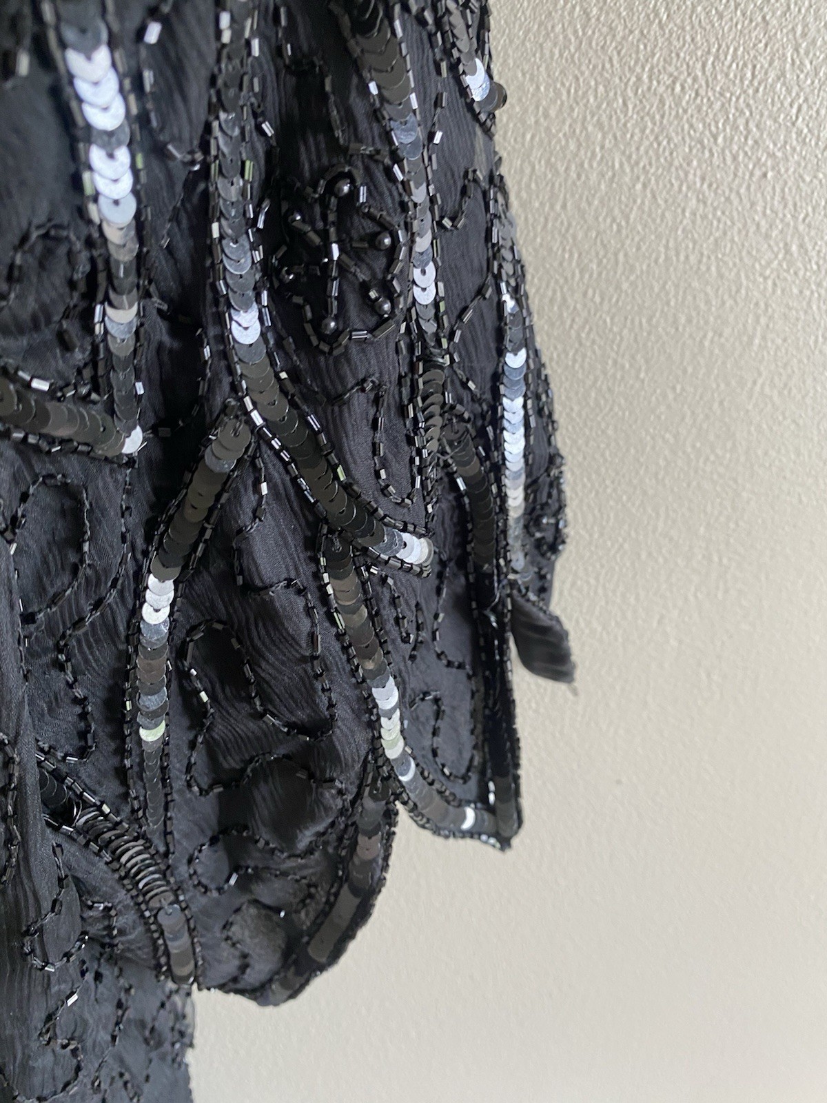 Vintage Patra Stenay Silk Sequin Blouse 2X Black Formal Sequin Mob Glam Top Goth