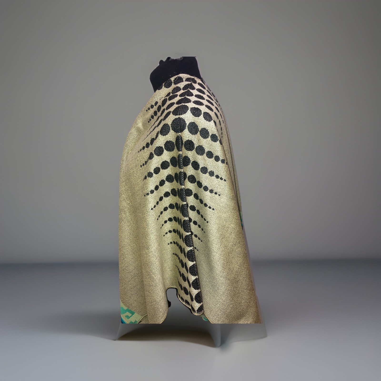 Custom “GALAPAGOS” Aztec Southwestern Wool Cape Poncho 36L X 50” Wide Reversible