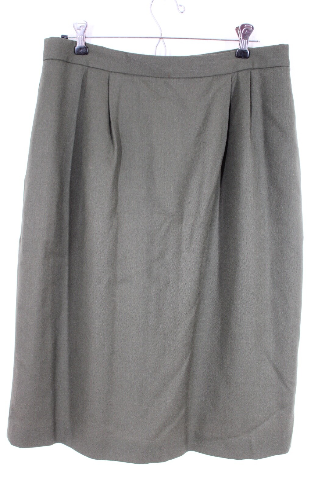 Vtg Laszloe Ricci 16 Green Wool Pleat Midi Skirt 32″ Waist