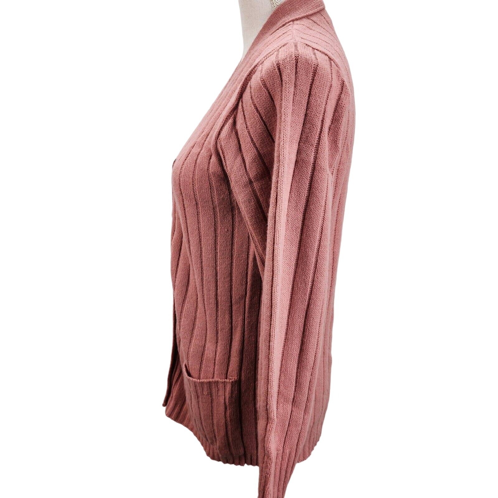 Vintage JC Penney Fashions Mom Sweater MEDIUM Dusty Pink V-Neck Cardigan Office