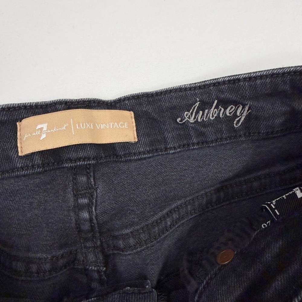 7 For All Mankind Luxe Vintage Aubrey Snake Print High Waist Black Jeans Size 28