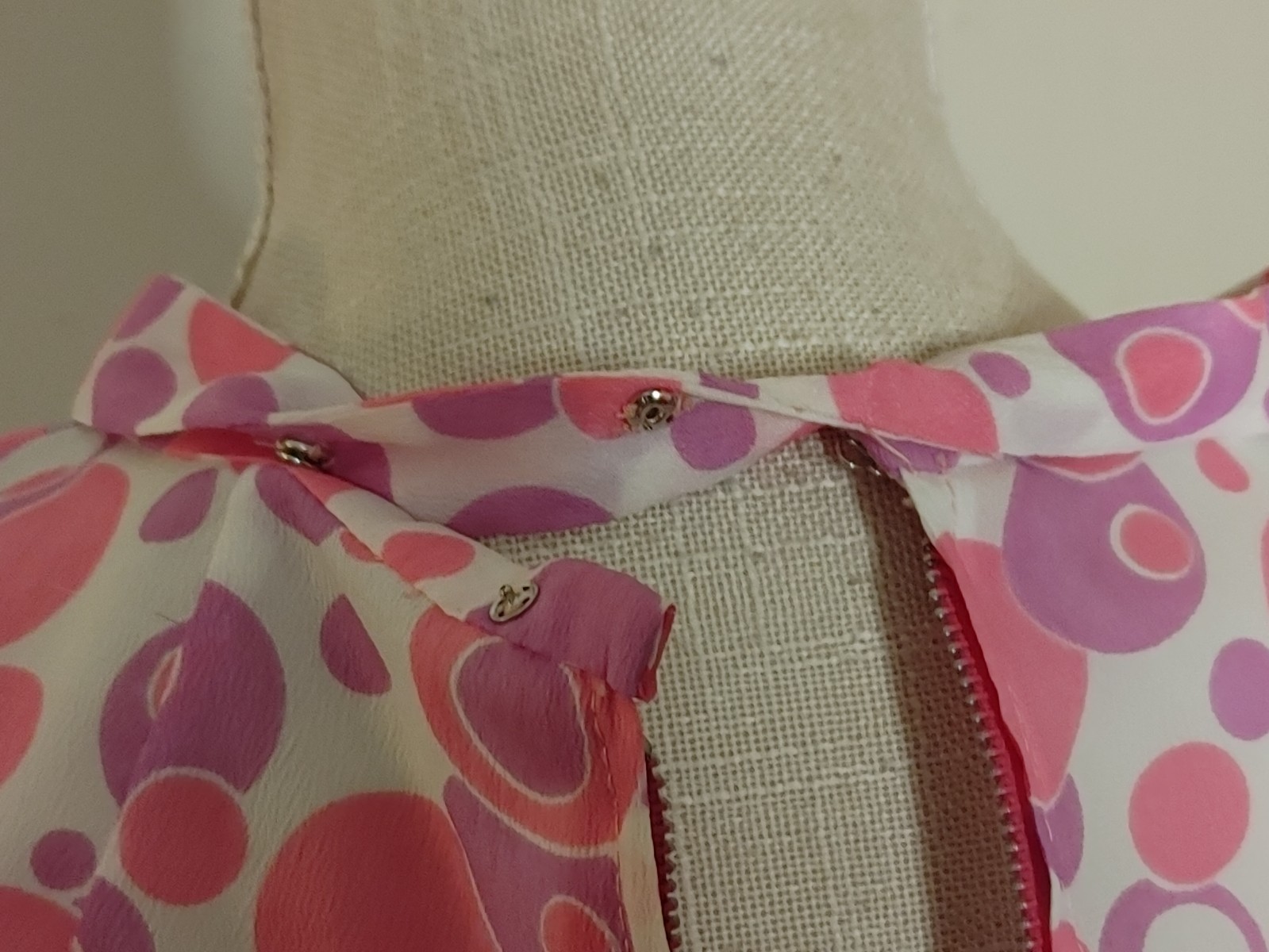 Vintage 1960s Mod Maxi Dress Pink Purple Bubble Print Psychedelic HandmadeGroovy