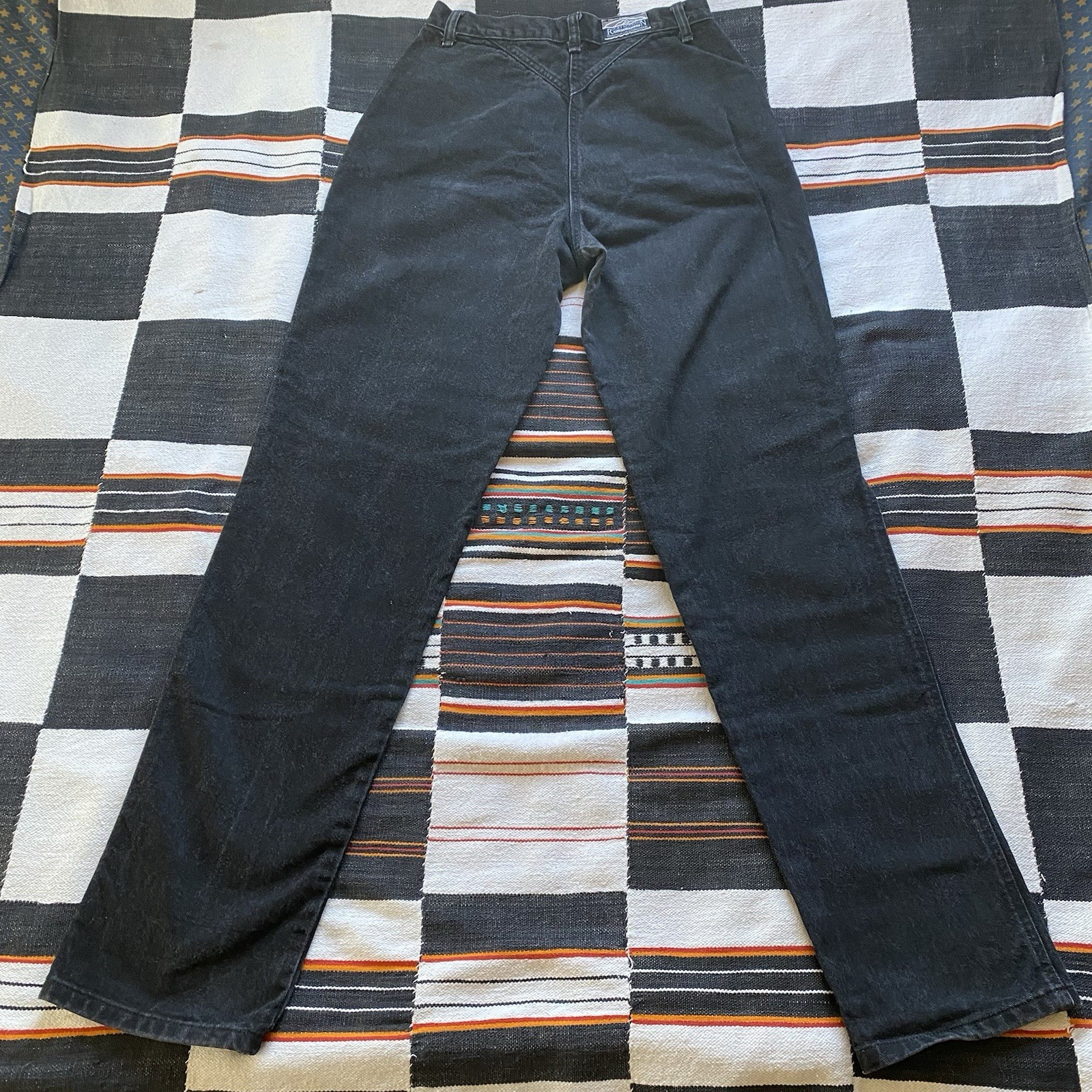 Vintage Wrangler High Rise Bareback Black Jeans. Size 26/34. Western Wear. USA.