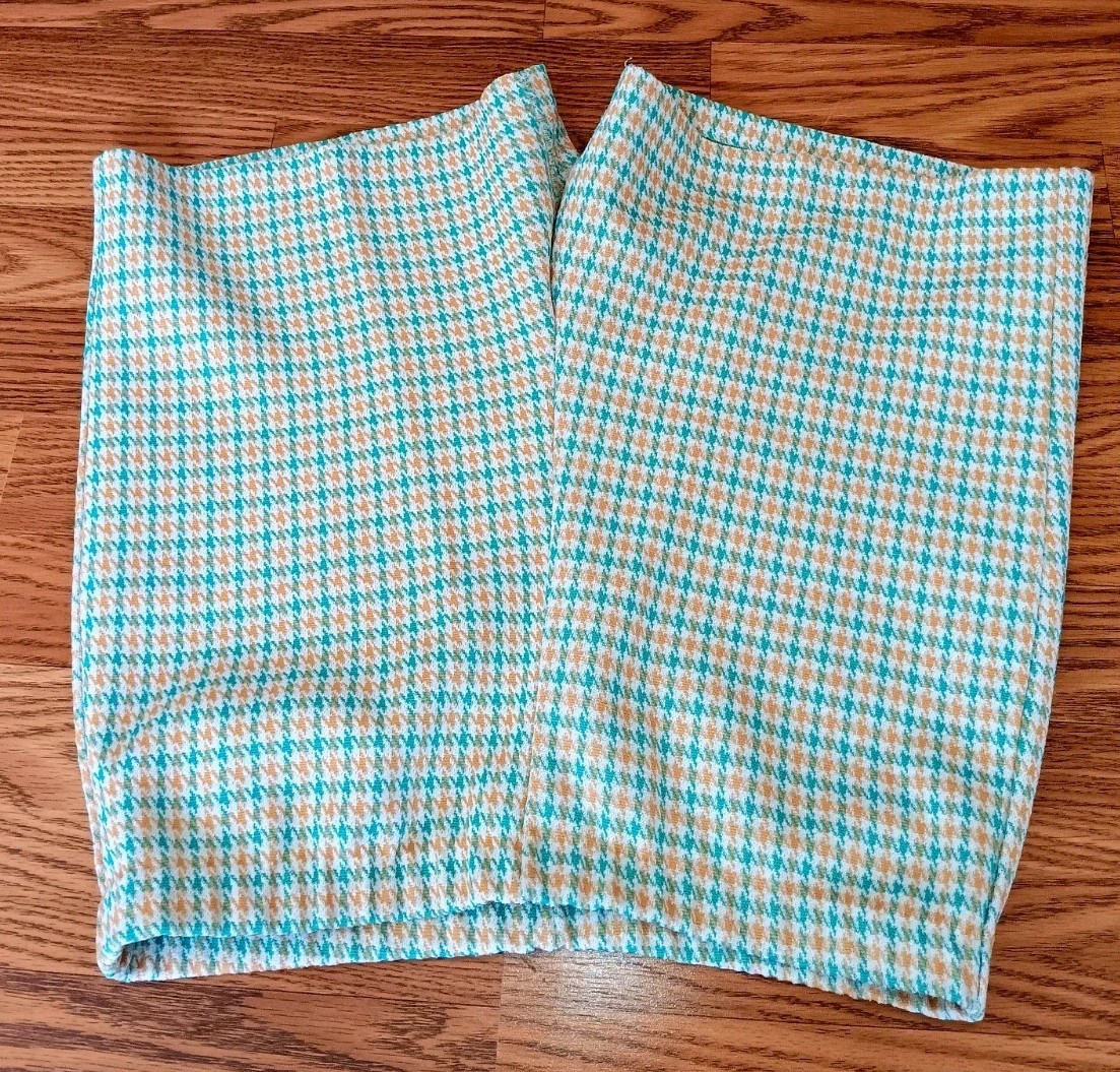 1960s 70s Preppy Mod Golf Shorts Houndstooth Plaid Green Orange 5″ Jrs 15/16 VTG