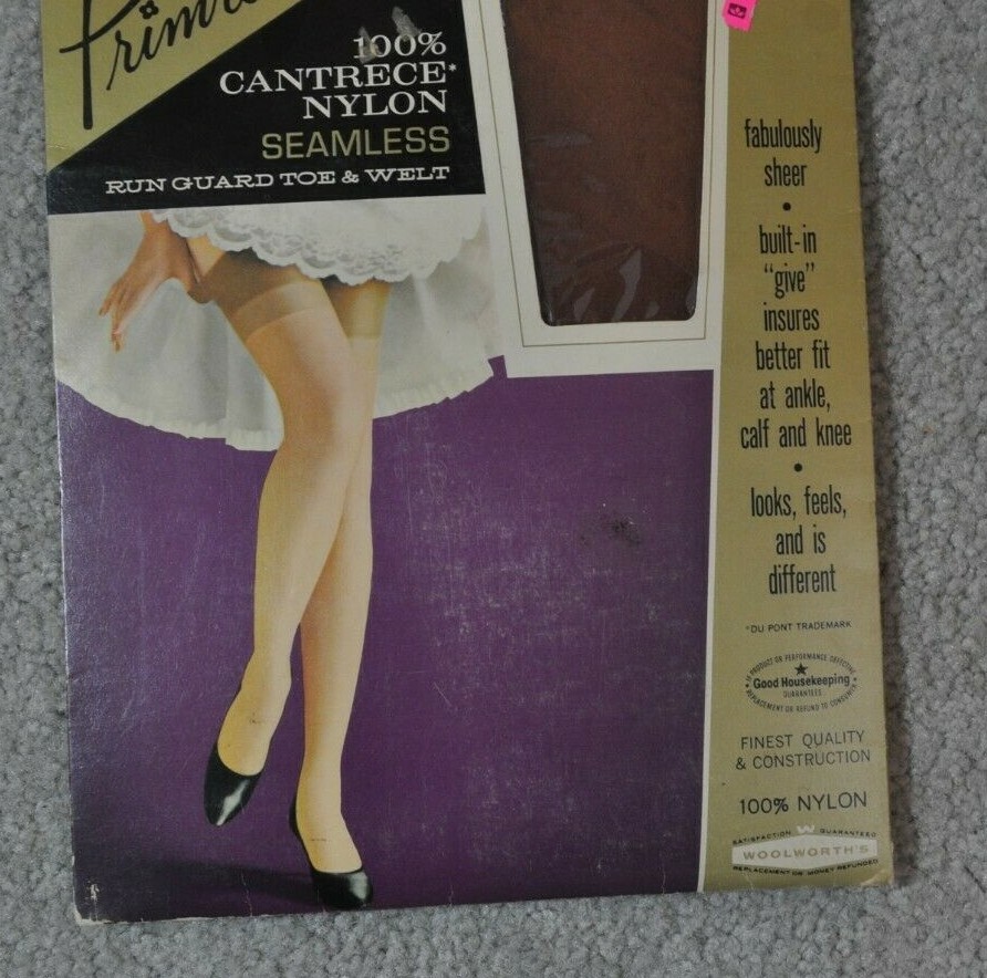 Vintage Sexy Woman’s Thigh High Seamless Nylon Stockings Primrose Taupetone NIP