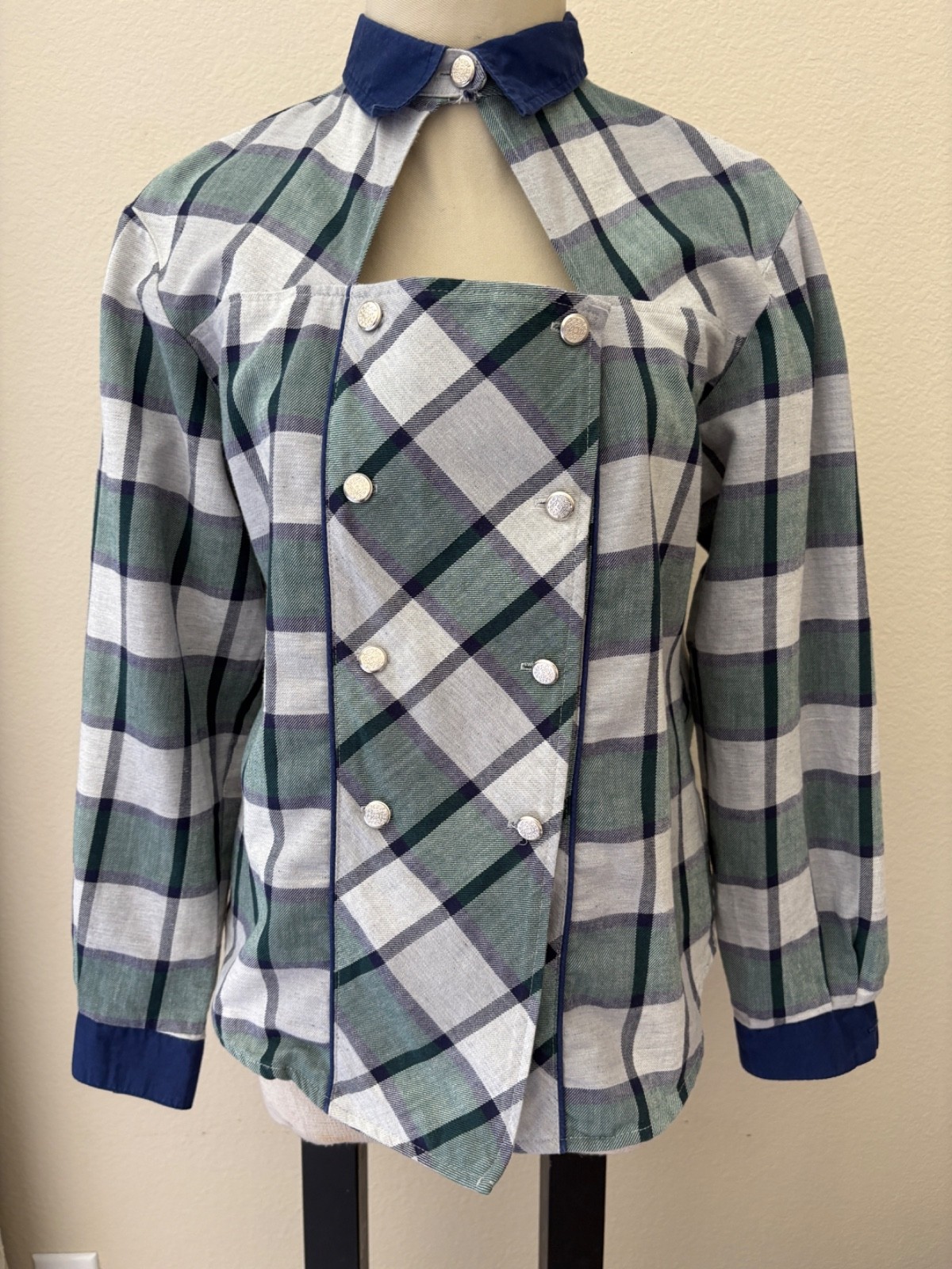 Vintage 80s 90s Roper Sport Western Wear Shirt Plaid Pearl Rodeo M/L Rockabilly