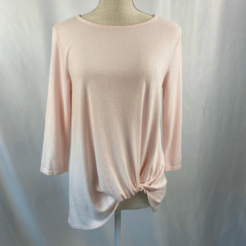Gibsonlook Womens Large Twisted Hem Pink Top Scoop Neck Loungewear
