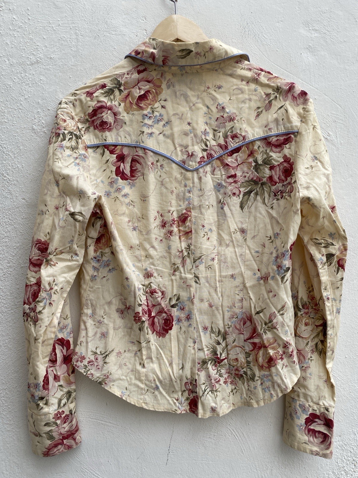 Vintage Banjo S Westernwear Button Up Floral Top Shirt Texas Roses Floral